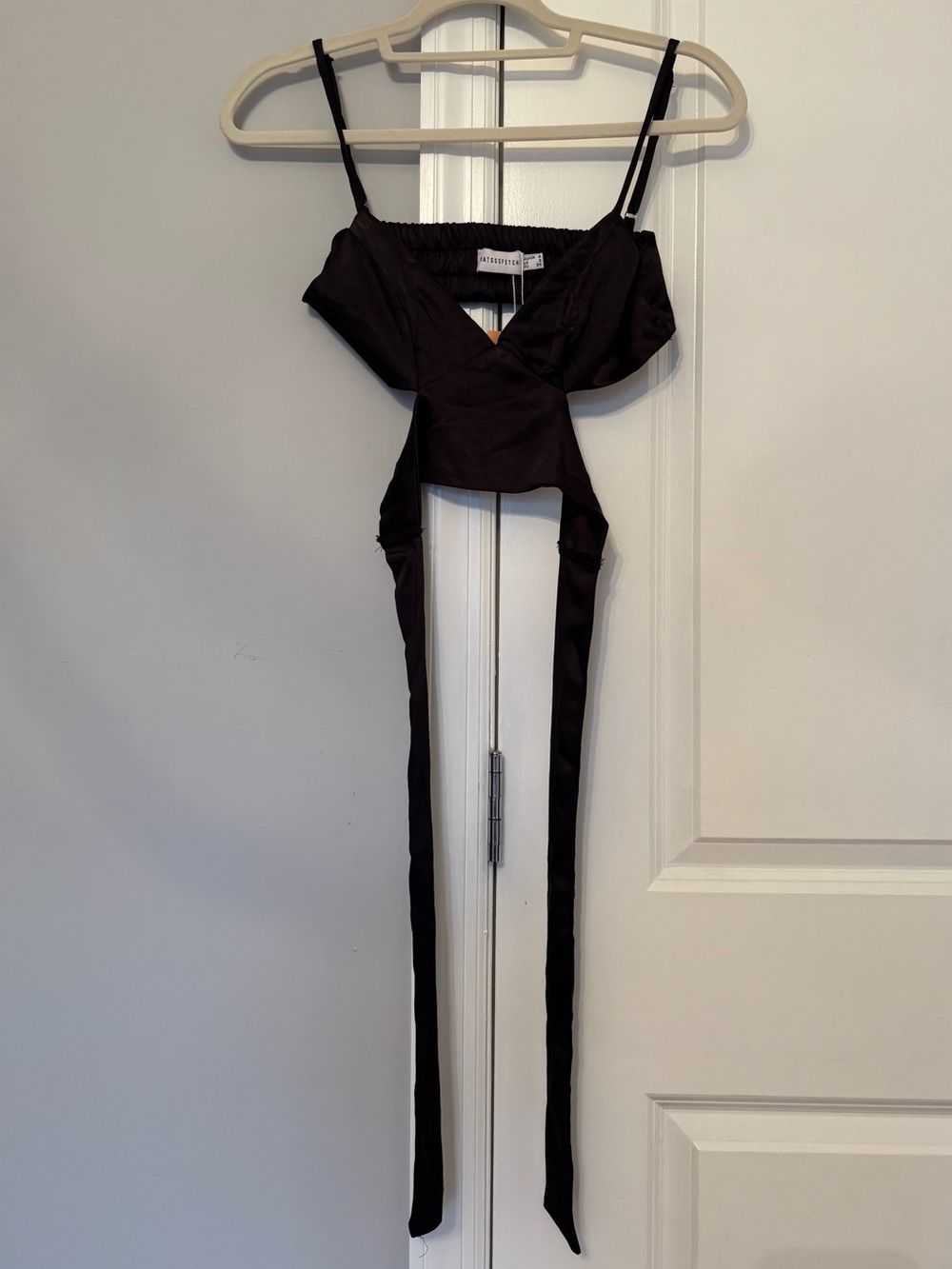 Thats So Fetch Black Wrap Crop Top with Ties on Back Size 2